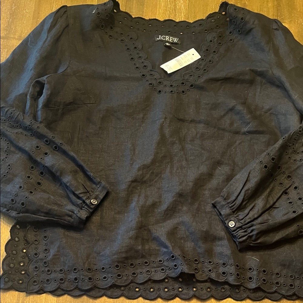 J. Crew Bungalow embroidered top in linen xs - Picture 2 of 6